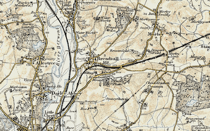 Old map of Breadsall Lodge in 1902-1903