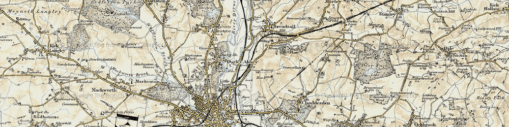 Old map of Breadsall Hilltop in 1902-1903