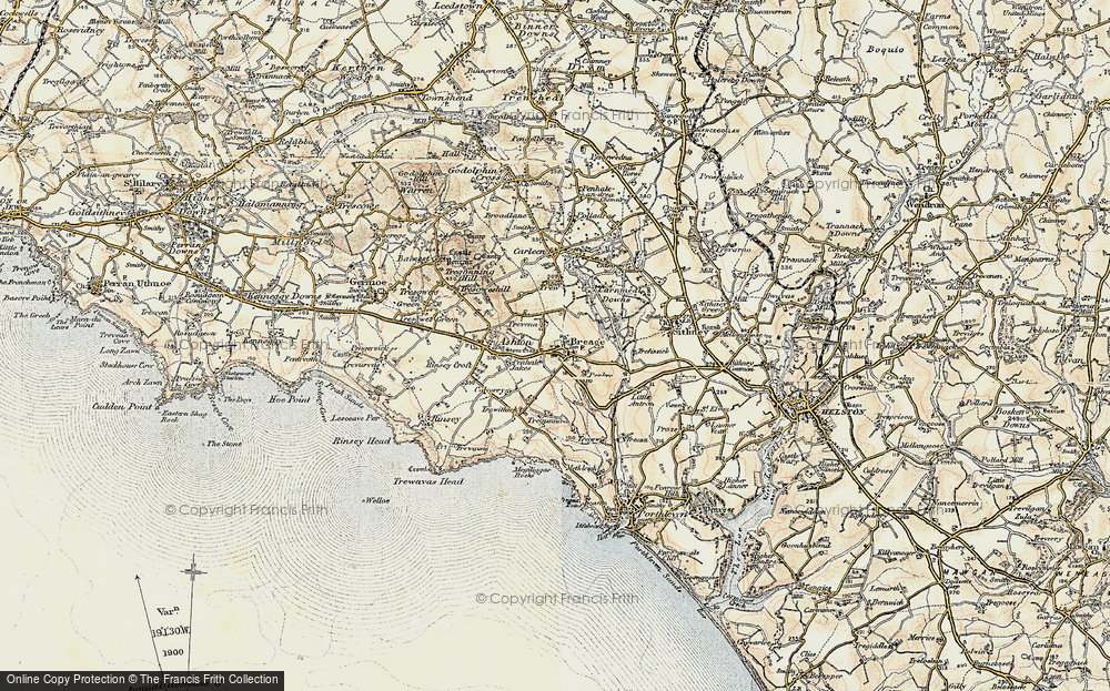 Old Map of Breage, 1900 in 1900