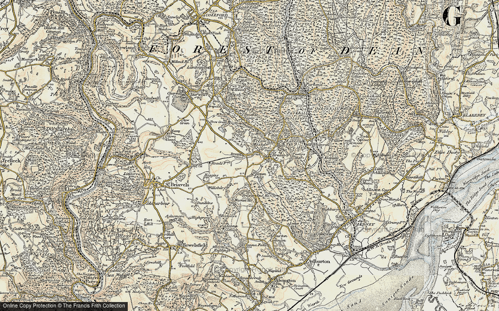 Old Map of Historic Map covering Bream Cross in 1899-1900