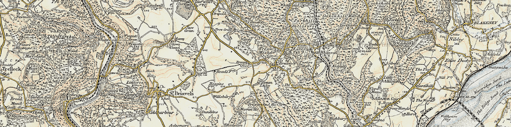Old map of Bream Cross in 1899-1900
