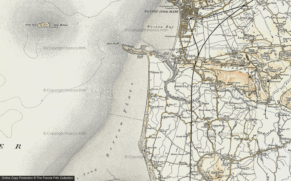 Old Map of Brean, 1899-1900 in 1899-1900