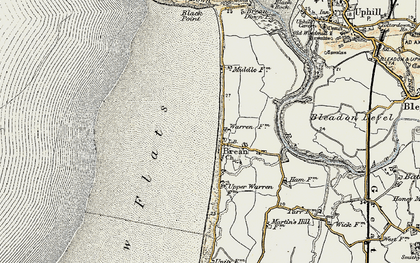 Old map of Brean in 1899-1900