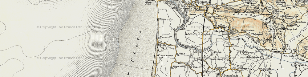 Old map of Brean in 1899-1900