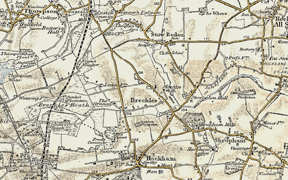 Old map of Breckles Heath in 1901-1902