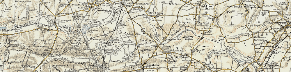 Old map of Breckles in 1901-1902