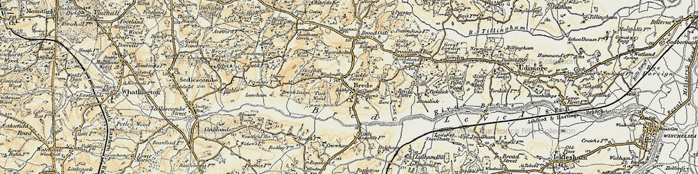 Old map of Brede in 1898
