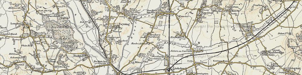 Old map of Bredon's Hardwick in 1899-1901