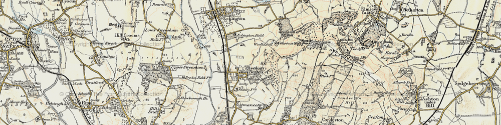 Old map of Bredon's Norton in 1899-1901