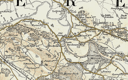 Old map of Bredwardine in 1900-1901
