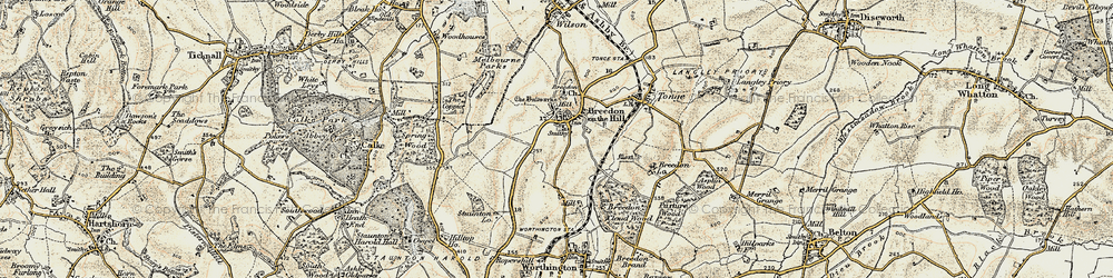 Old map of Breedon on the Hill in 1902-1903