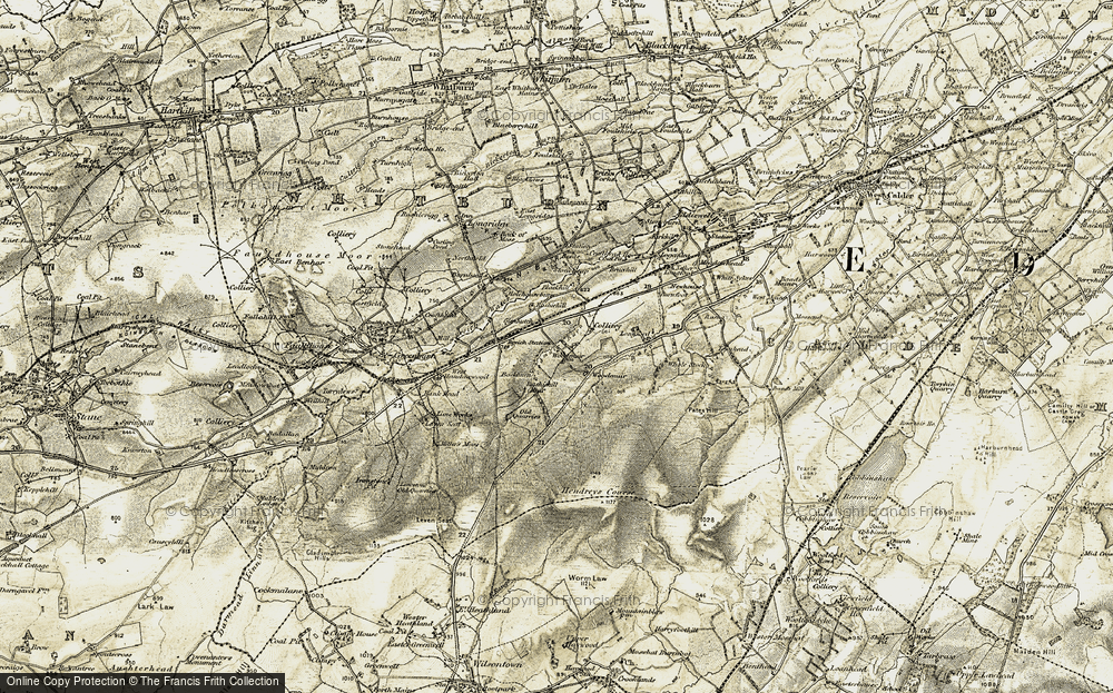 Old Map of Historic Map covering Blackhill in 1904-1905