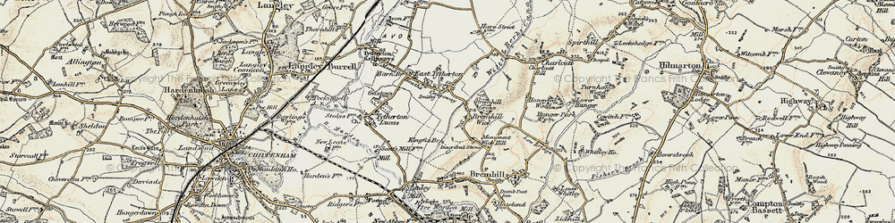 Old map of Bremhill Wick in 1898-1899