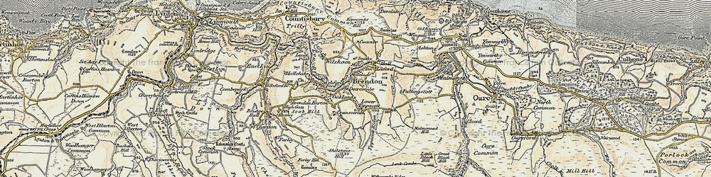 Old map of Withycombe Ridge in 1900