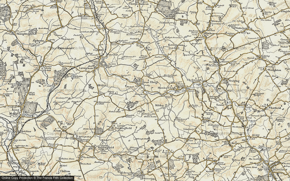 Old Map of Brent Eleigh, 1899-1901 in 1899-1901