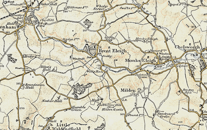 Old map of Brent Eleigh in 1899-1901