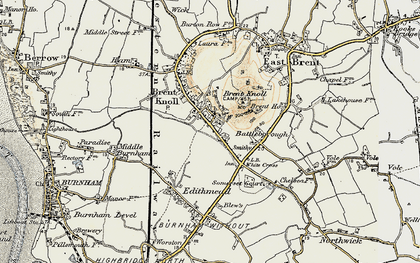 Old map of Brent Knoll in 1899-1900