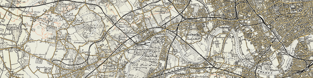 Old map of Brentford in 1897-1909