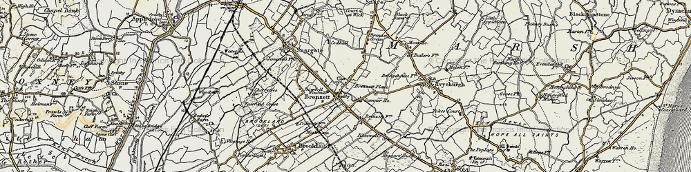 Old map of Brenzett in 1898