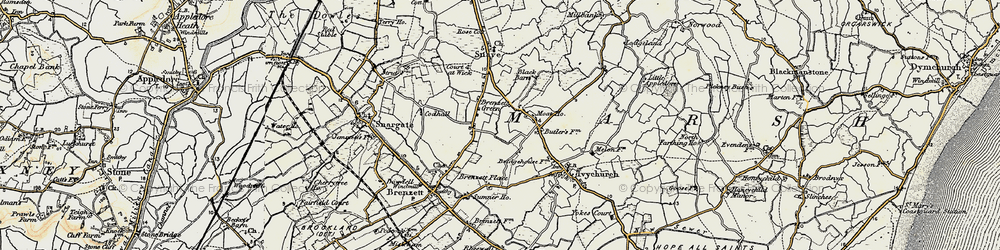 Old map of Brenzett Green in 1898