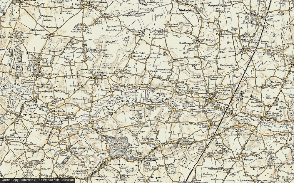 Old Map of Bressingham, 1901 in 1901