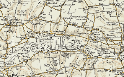Old map of Bressingham in 1901