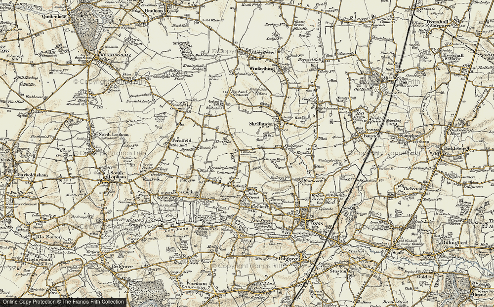 Old Map of Bressingham Common, 1901 in 1901