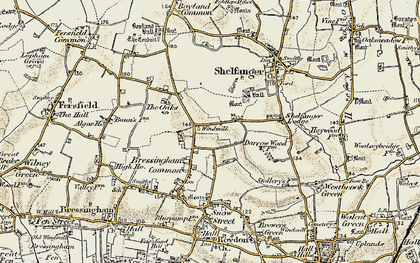 Old map of Bressingham Common in 1901