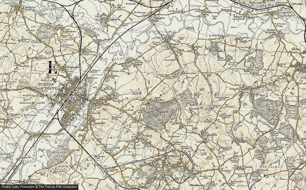 Old Map of Historic Map covering Broken Flatts in 1902