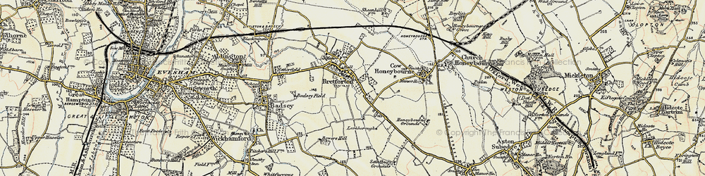 Old map of Badsey Field in 1899-1901