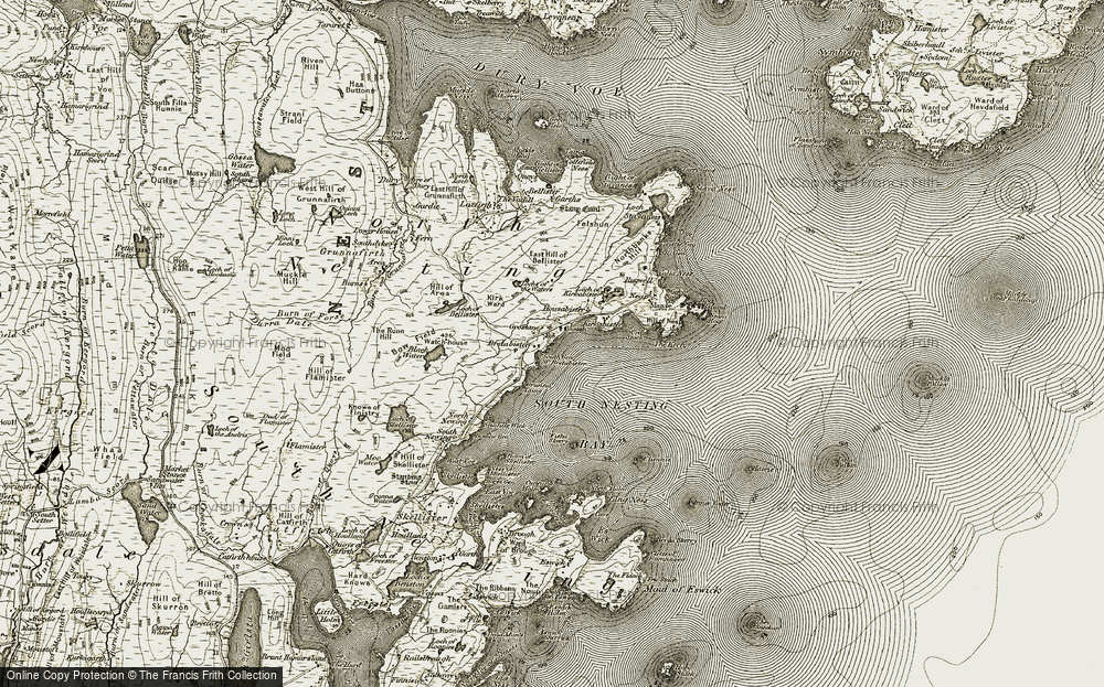 Old Map of Brettabister, 1911-1912 in 1911-1912