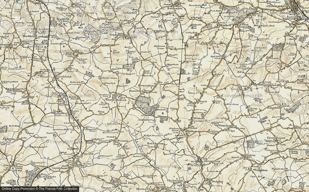Old Map of Brettenham, 1899-1901 in 1899-1901