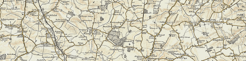 Old map of Brettenham in 1899-1901