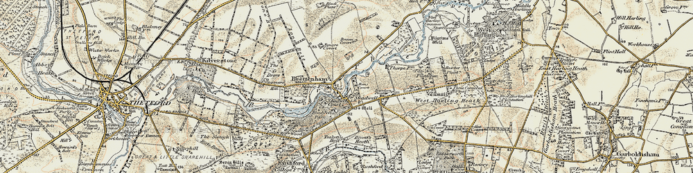 Old map of Brettenham in 1901