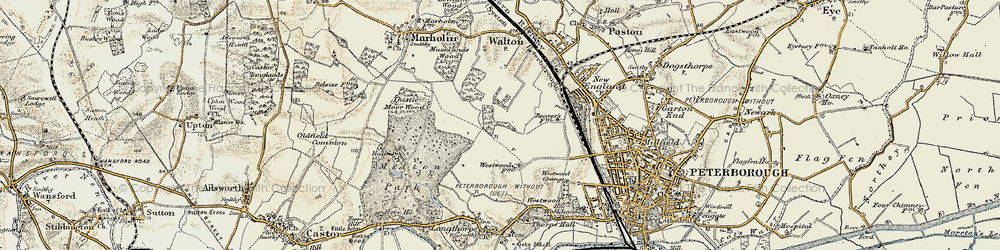 Old map of Bretton in 1901-1902