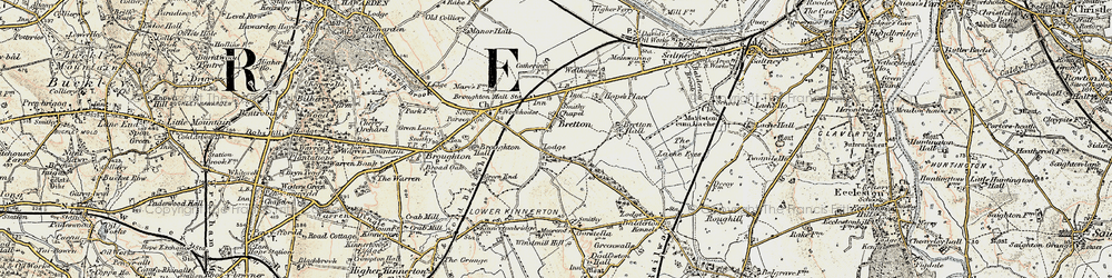 Old map of Bretton Hall in 1902-1903