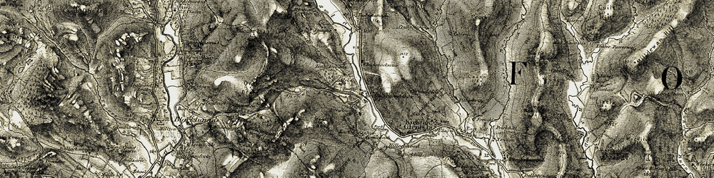 Old map of Brewlands Bridge in 1907-1908