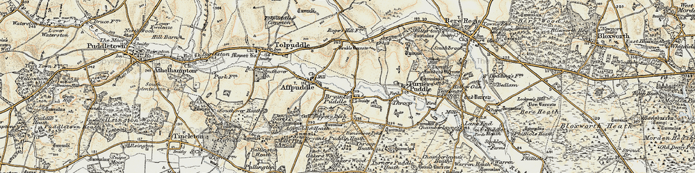 Old map of Briantspuddle in 1899-1909