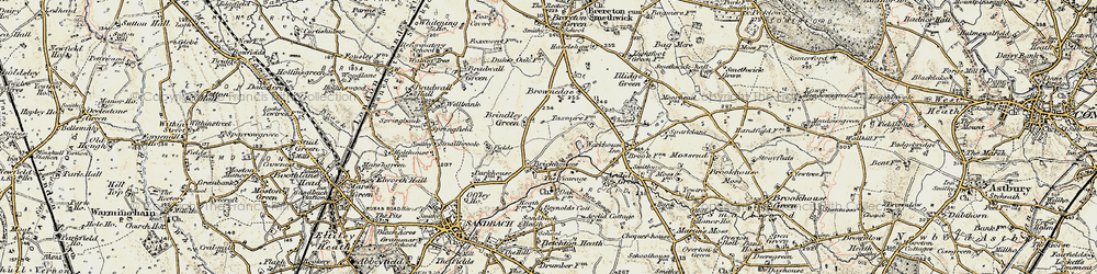 Old map of Brindley Green in 1902-1903