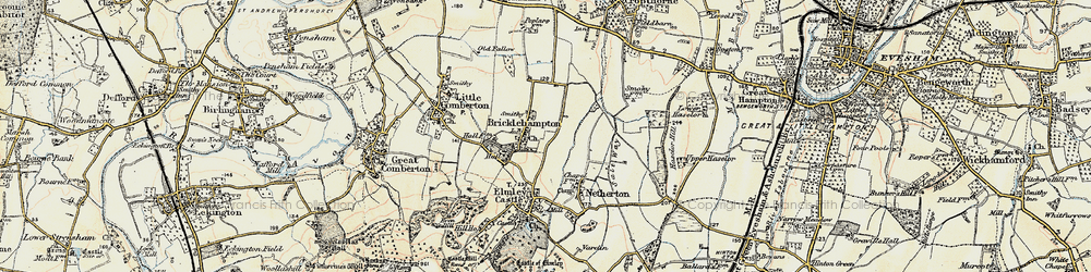 Old map of Bricklehampton in 1899-1901