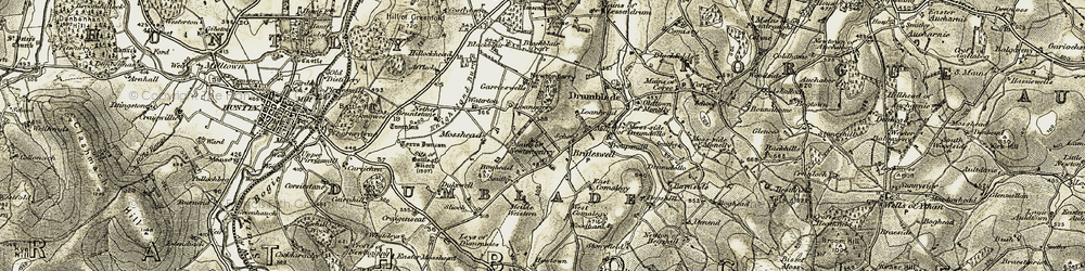 Old map of Affleck in 1908-1910