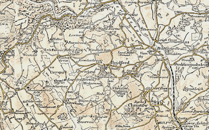 Old map of Bridford in 1899-1900