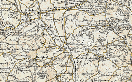 Old map of Bridfordmills in 1899-1900