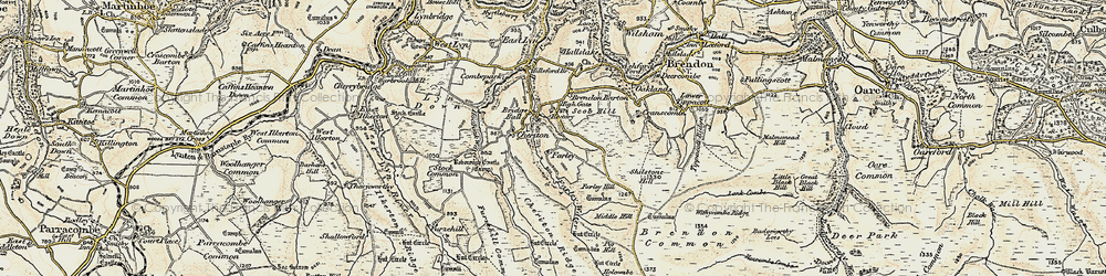 Old map of Brendon Common in 1900