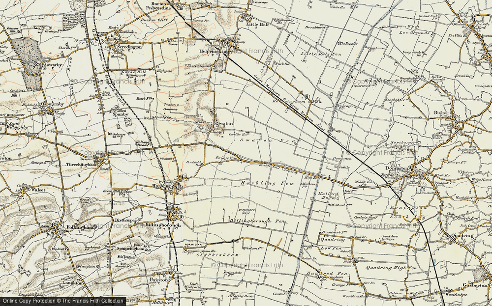 Old Map of Historic Map covering Helpringham Fen in 1902-1903