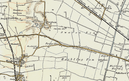 Old map of Bridge End Causeway in 1902-1903