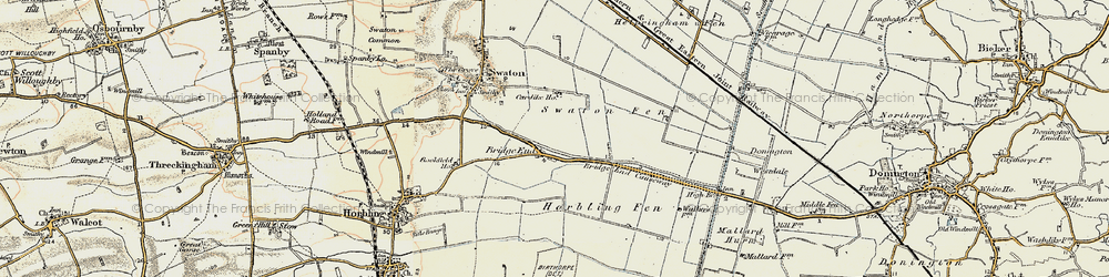 Old map of Helpringham Fen in 1902-1903