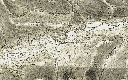 Old map of Allt Baile a' Mhuilinn in 1906-1908