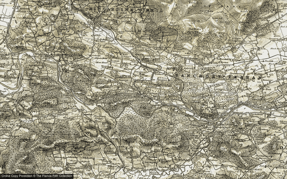 Old Map of Historic Map covering Bog Loch in 1908-1909