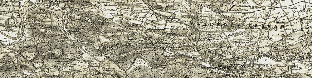 Old map of Trustach Cott in 1908-1909